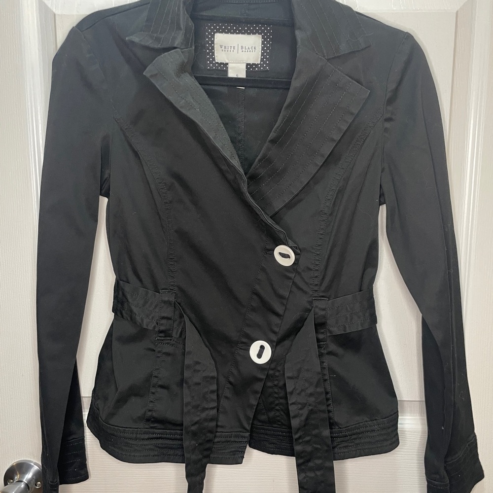 White House Black Market Black Blazer with White Buttons
